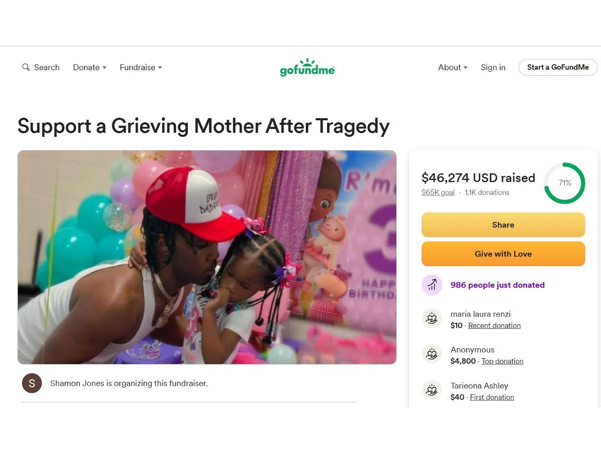 Fundraiser for G$ Lil Ronnie&#039;s partner (Image via gofundme.com)