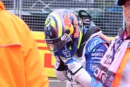 An emotional Isack Hadjar after his crash at Albert Park Circuit in Melbourne, Australia - Source: Getty