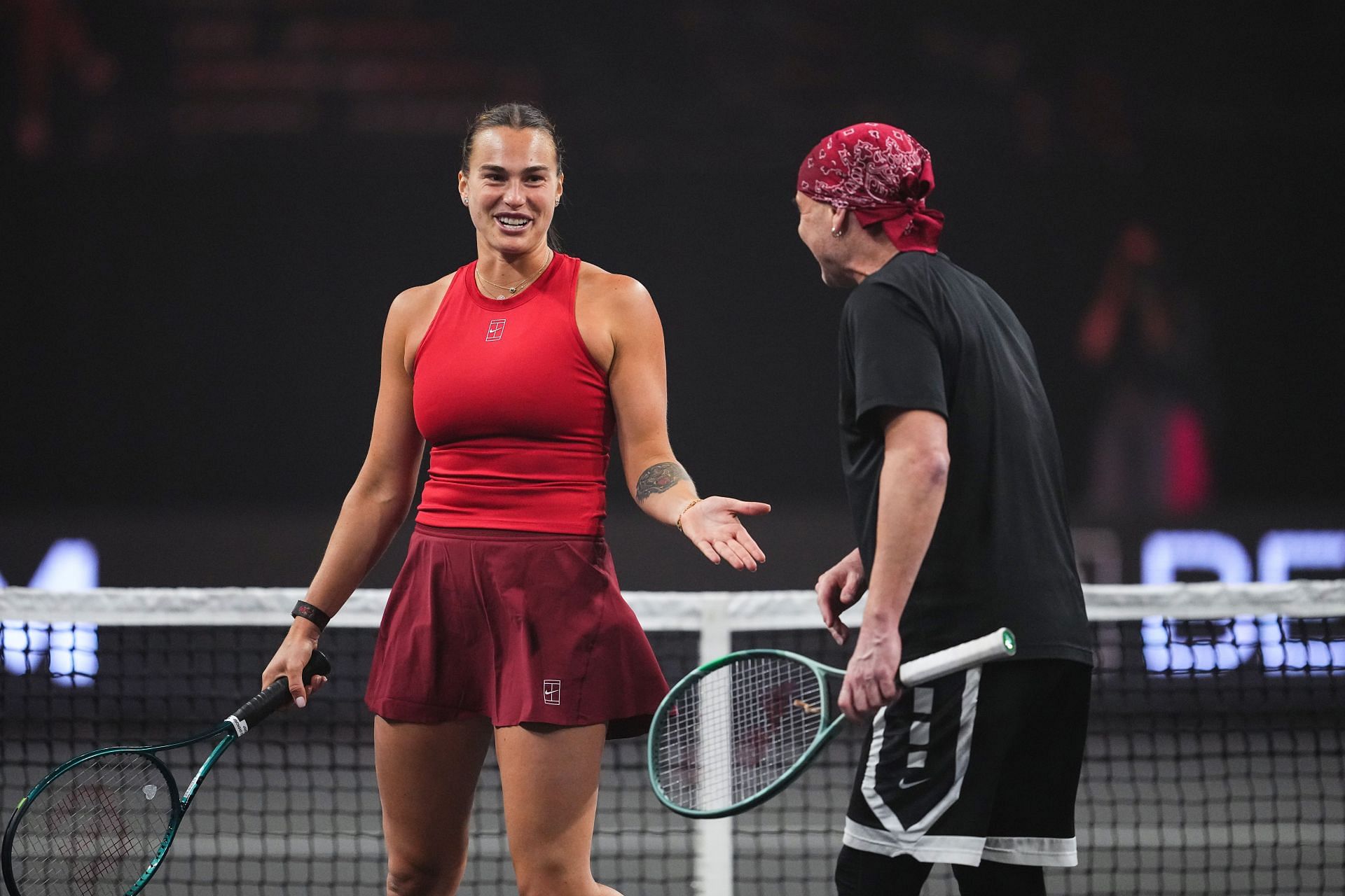 Aryna Sabalenka and Andre Agassi at The MGM Rewards Slam - Image Source: Getty