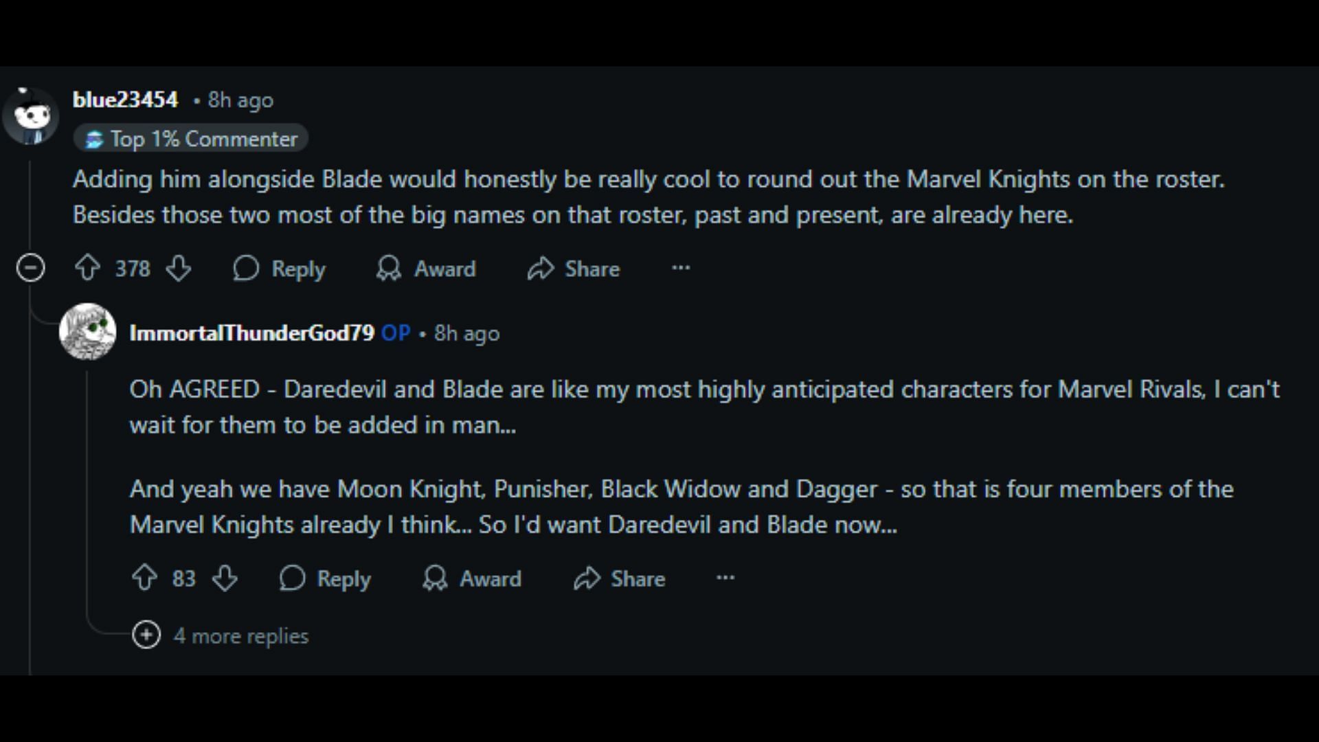 Adding Daredevil in MR with Blade will round out the Marvel Knights roster (Image via Reddit)