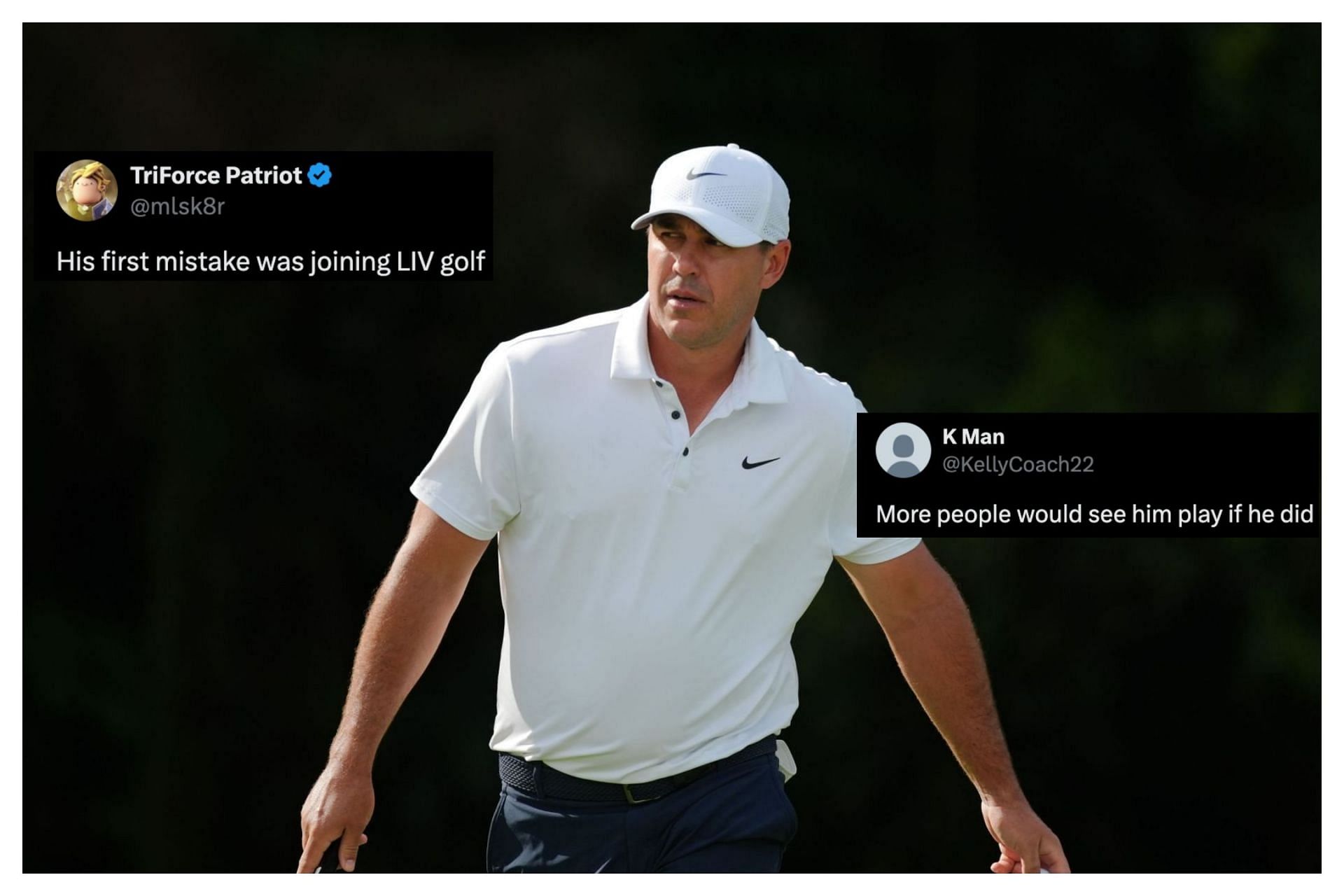 Brooks Koepka (Image via getty, x@KellyCoach22, x@mlsk8r)