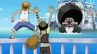 Garp chasing the Straw Hat Pirates (Image via Toei Animation)