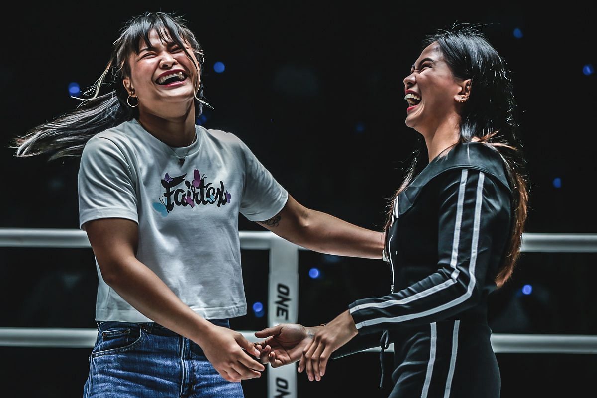 Stamp (left) and Denice Zamboanga (right) will have their unification bout at ONE 173 in August. [Photo via: ONE Championship]