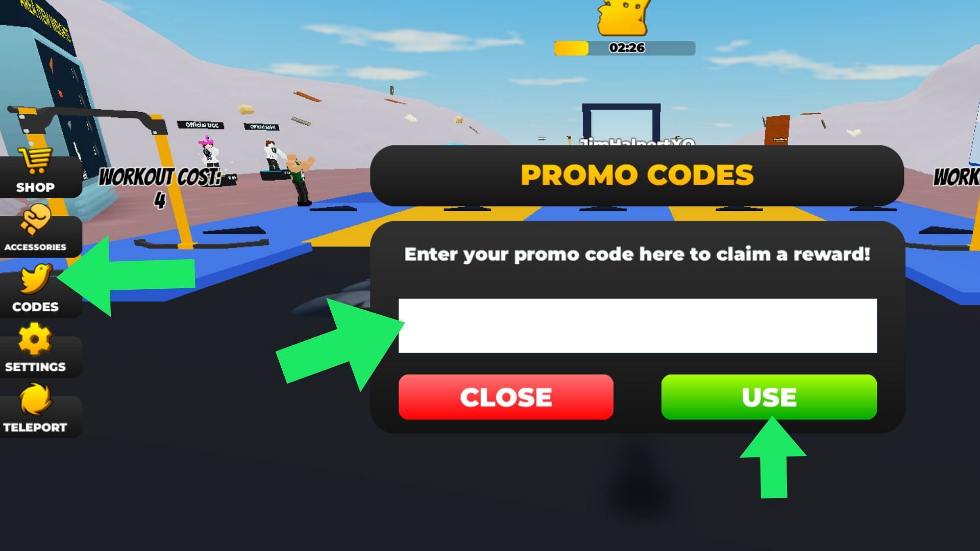 Tap the bird icon to open the code box (Image via Roblox)