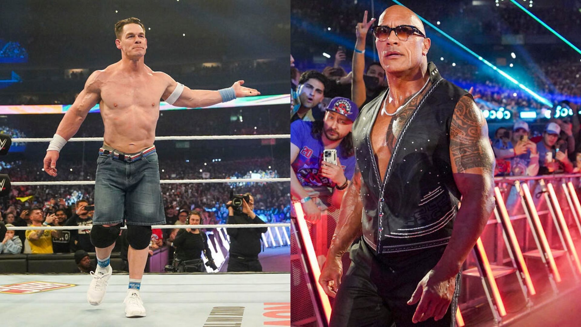 John Cena and The Rock at Elimination Chamber [Image via wwe.com]