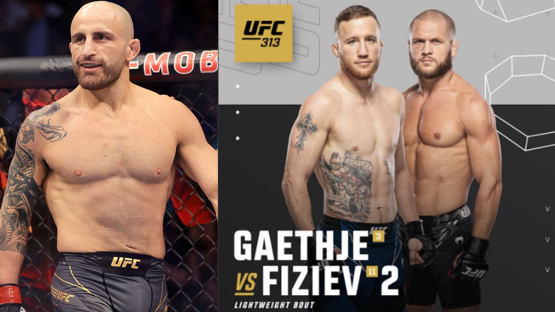 Alexander Volkanovski (left) predicts Justin Gaethje vs. Rafael Fiziev (right) [Images courtesy of Getty Images &amp; @UFC on Instagram]