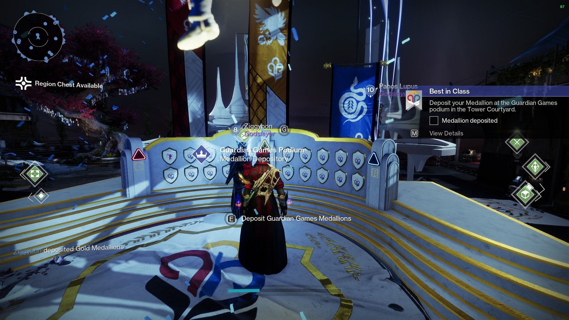 Podium in the Destiny 2 Tower (Image via Bungie)