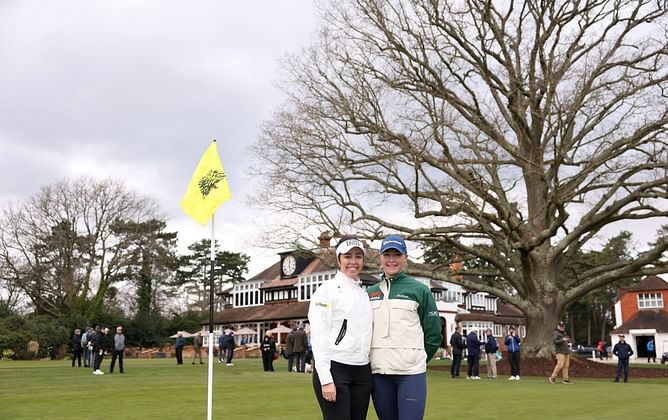 Charley Hull teams up with best friend for a foursomes match amid inclement weather