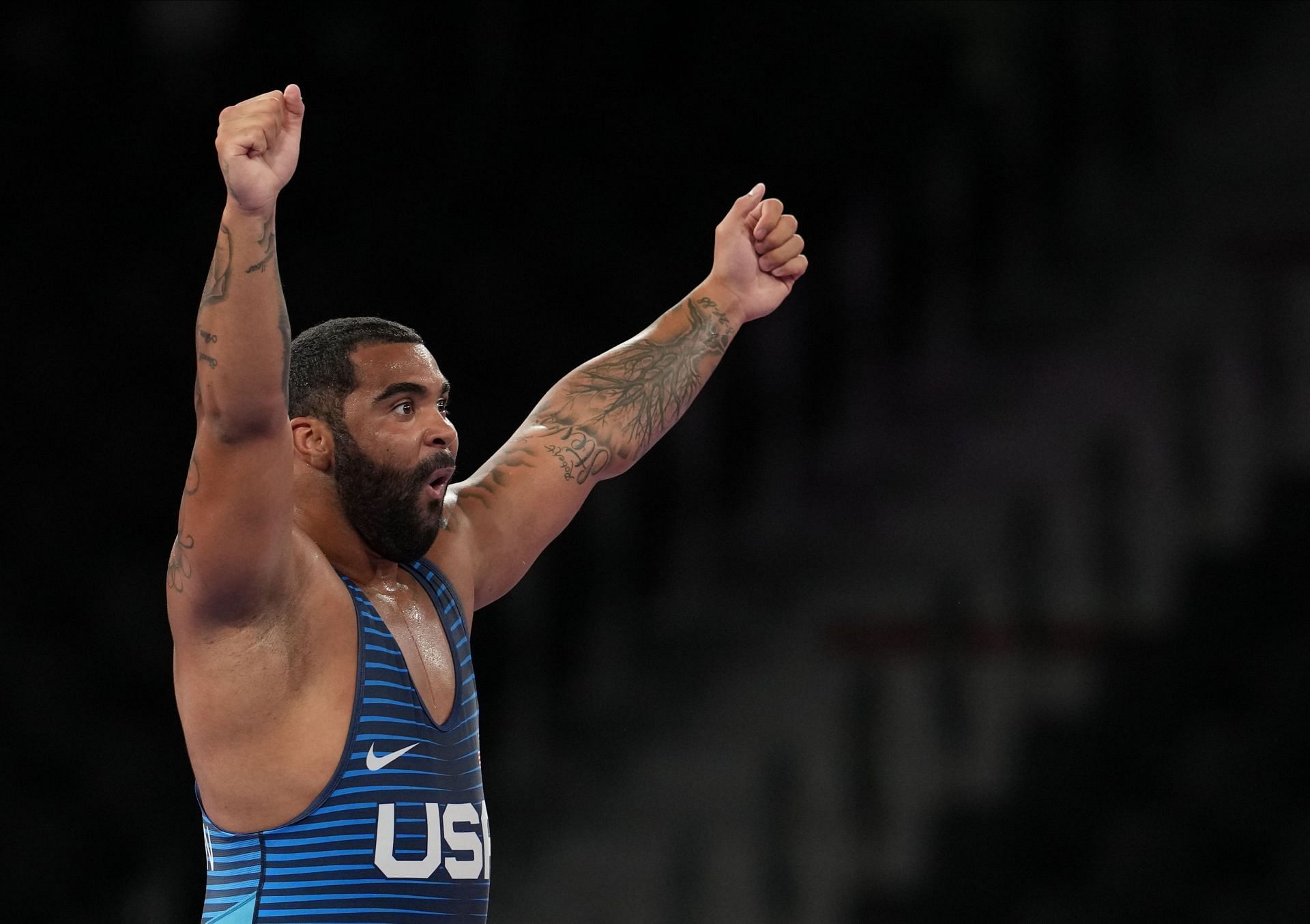 Steveson celebrates after winning at the 2020 Tokyo Olympic Games - Source: Getty