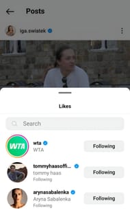 Aryna Sabalenka likes Iga Swiatek's post (Image Source: Instagram)