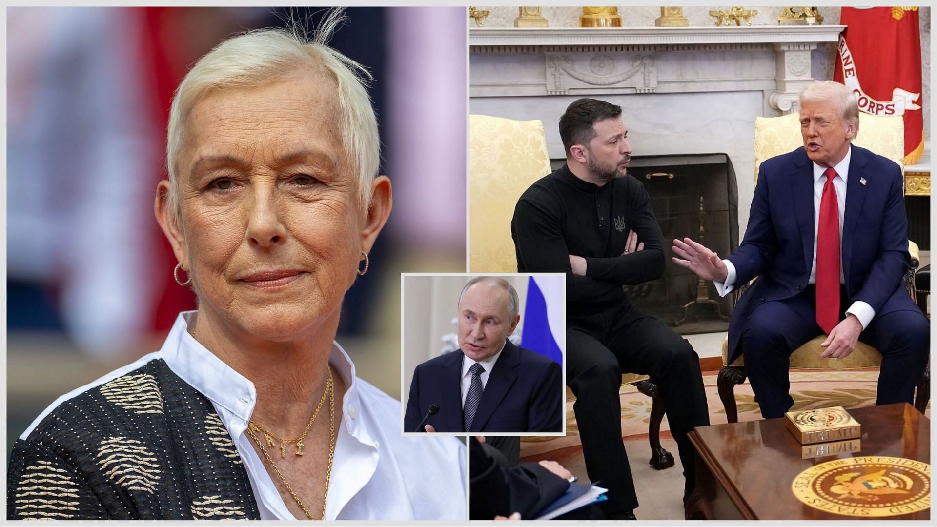 Martina Navratilova, Donald Trump, Volodymyr Zelenskyy, Vladimir Putin (Source: Getty)