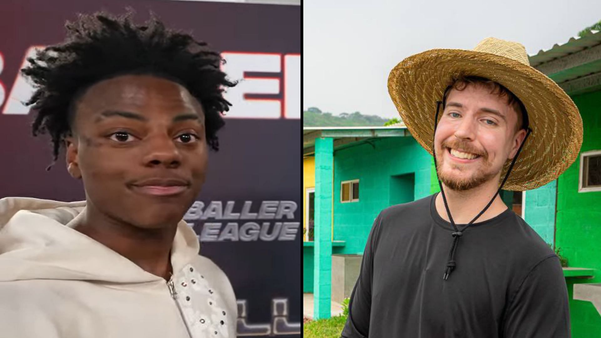 IShowSpeed jokes about suing MrBeast for getting injuring during a shoot (Image via KSI/YouTube, MrBeast/X)