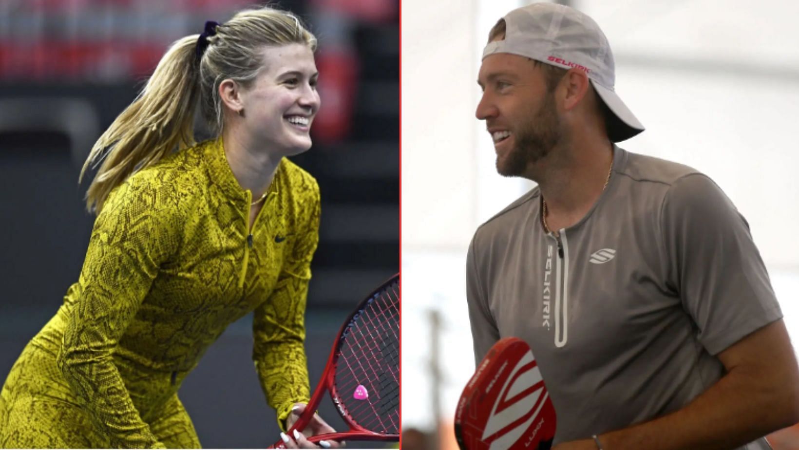 Eugenie Bouchard and Jack Sock enjoy an in-flight pickleball practice session (Image Source: Getty)