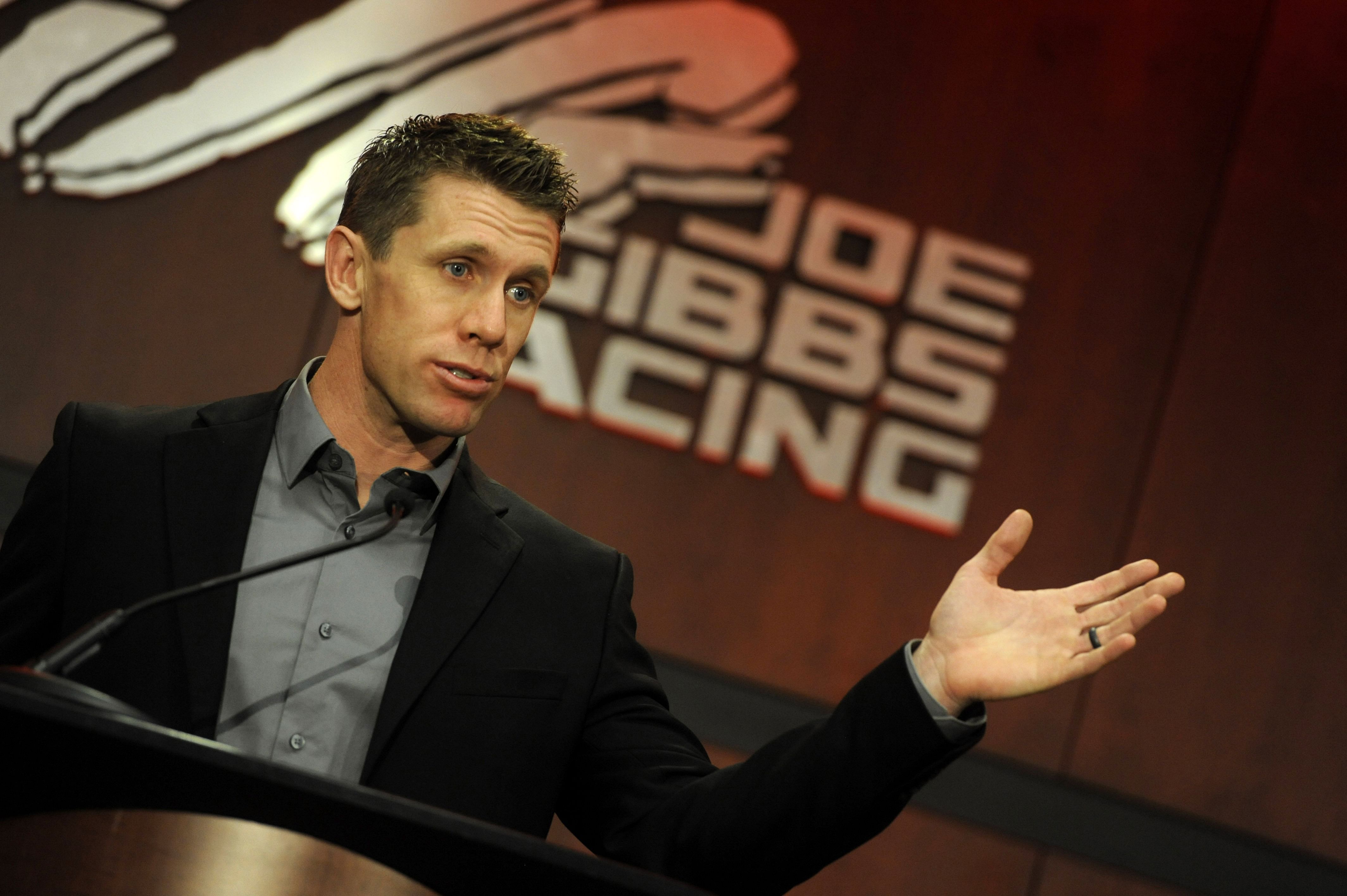 Carl Edwards announces his retirement during a press conference at Joe Gibbs Racing headquarters, January 11th 2017 - Source: Imagn