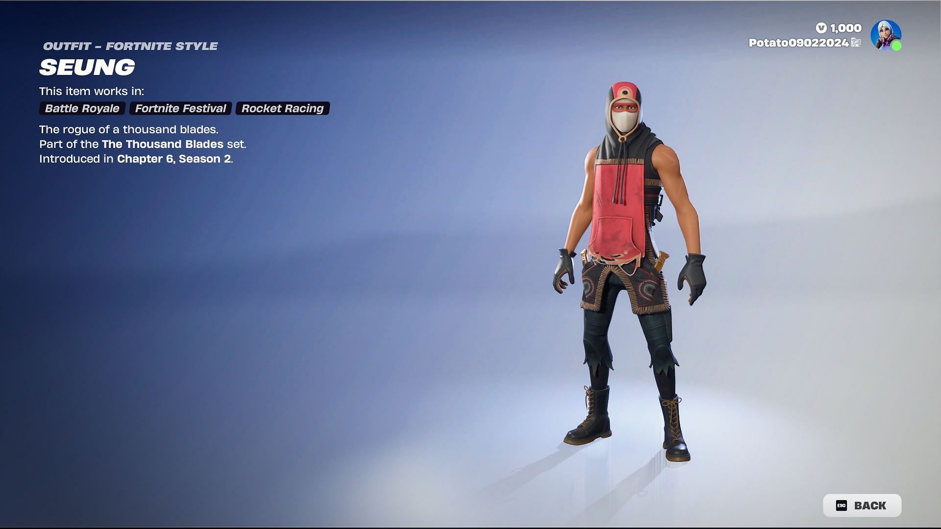 The Seung skin is now in Fortnite (Image via Epic Games)