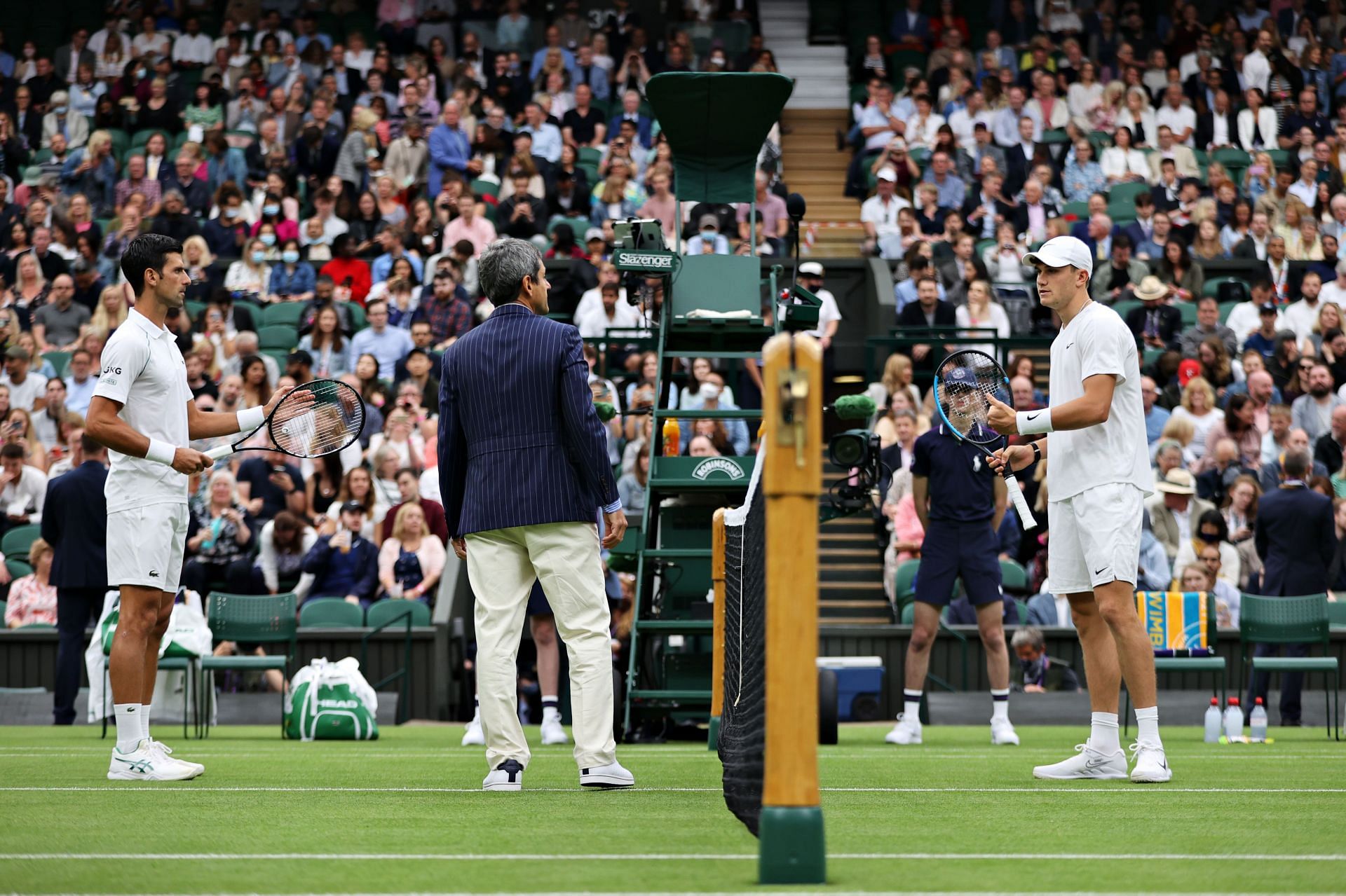 Novak Djokovic and Jack Draper at the 2021 Wimbledon Championships (Image Source: Getty)