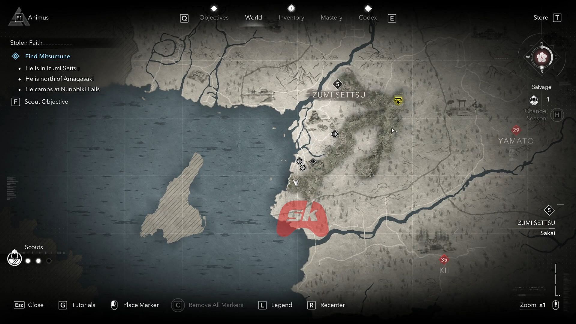 AC Shadows has a huge map to explore (Image via Sportskeeda Gaming || Ubisoft)