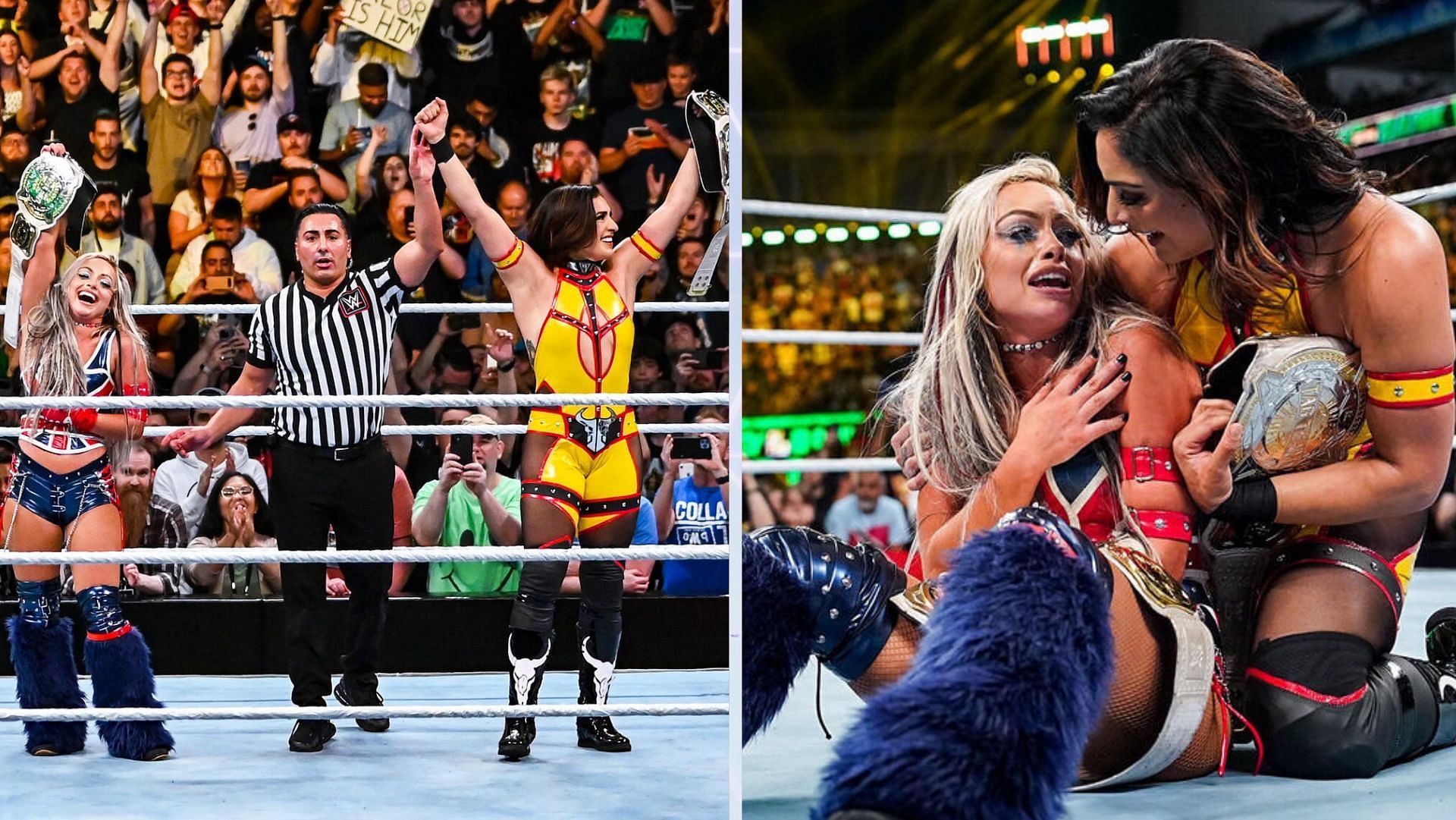 Liv Morgan and Raquel Rodriguez dethroned Bianca Belair and Naomi. [Images Source: WWE.com]