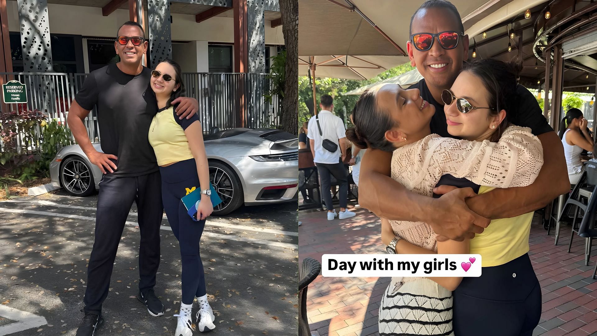 Alex Rodriguez and his two daughters (Images via Instagram/@ARod)