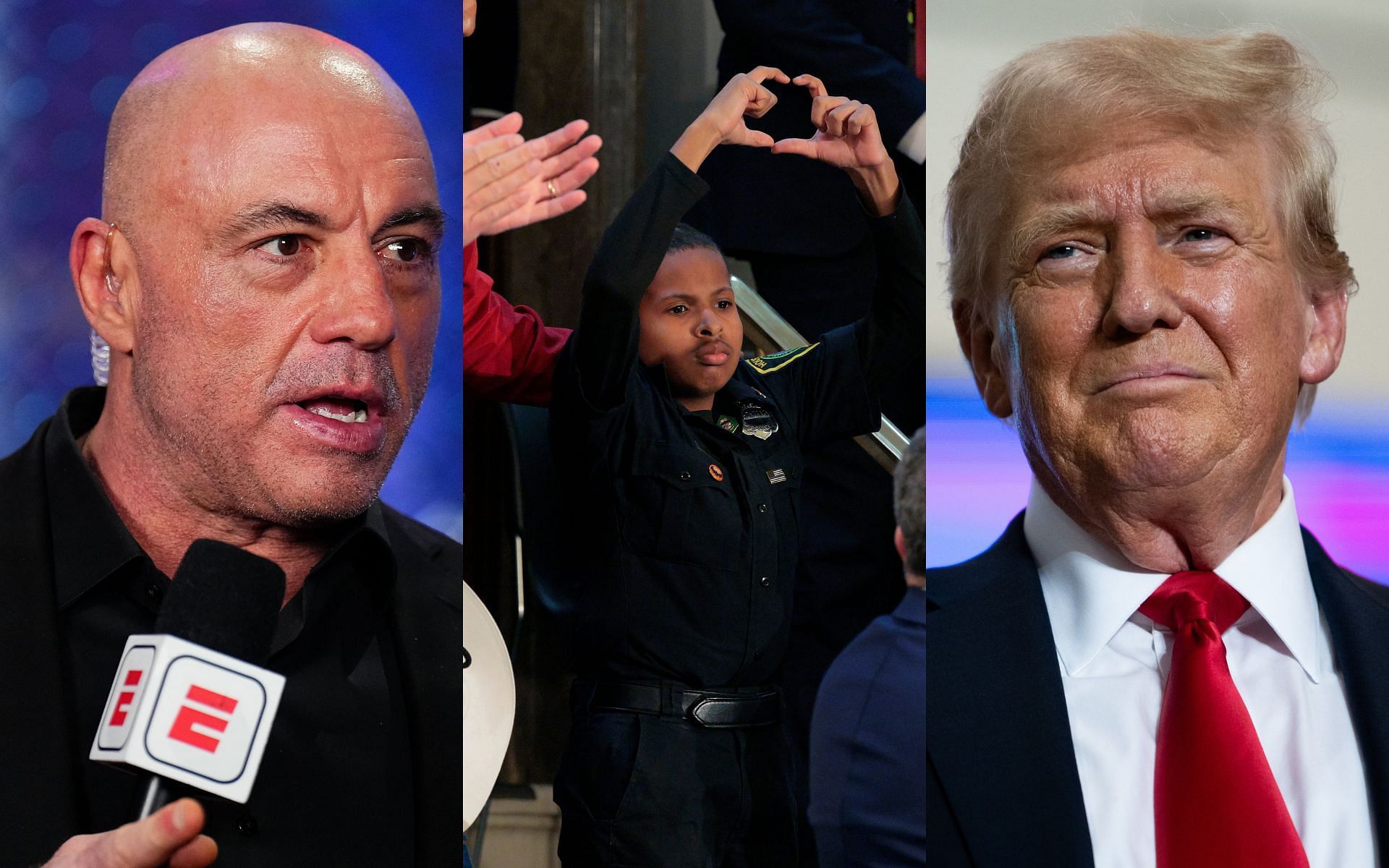 Joe Rogan (left) and Donald Trump (right) both recently expressed their respect for their fellow American DJ Daniel (middle) [Images courtesy: Getty Images]