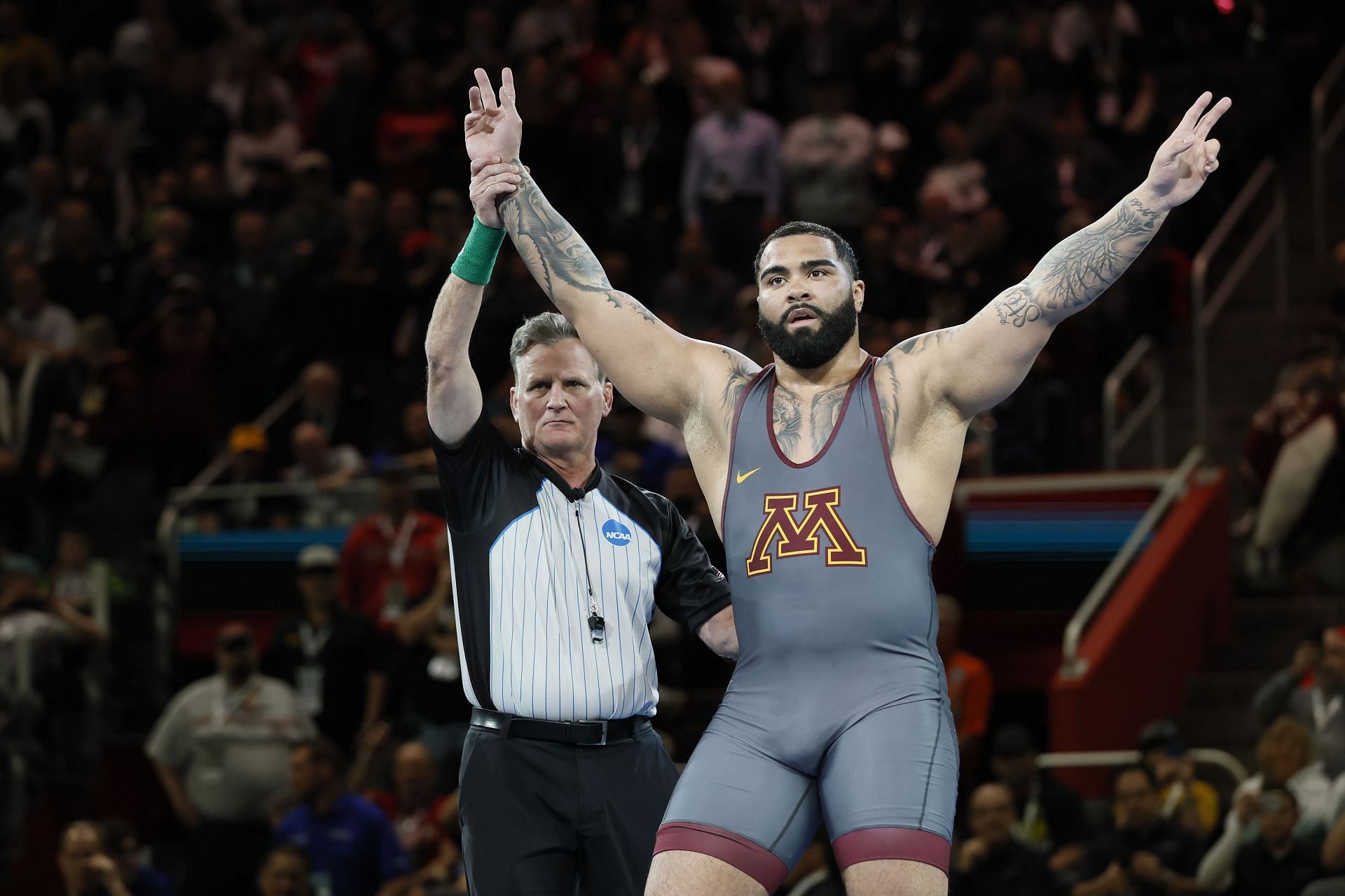 Gable Steveson is geared up for the 2025 Big Ten Wrestling Championship final (Photo by Jay LaPrete/NCAA Photos/NCAA Photos via Getty Images) - Source: Getty