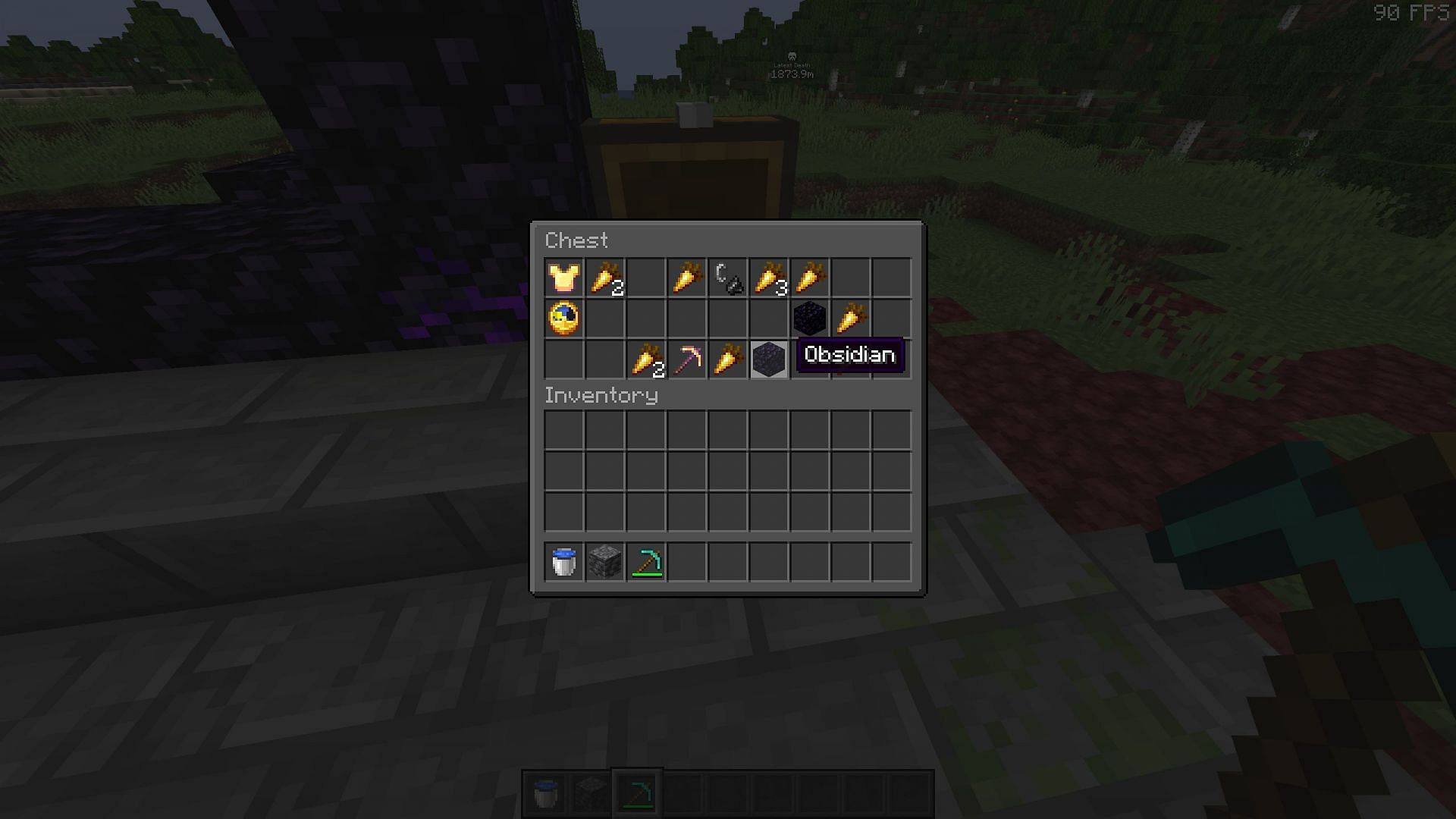 Obsidian can also be obtained from chest loot and piglin bartering. (Image via Sportskeeda Gaming/Mojang Studios)