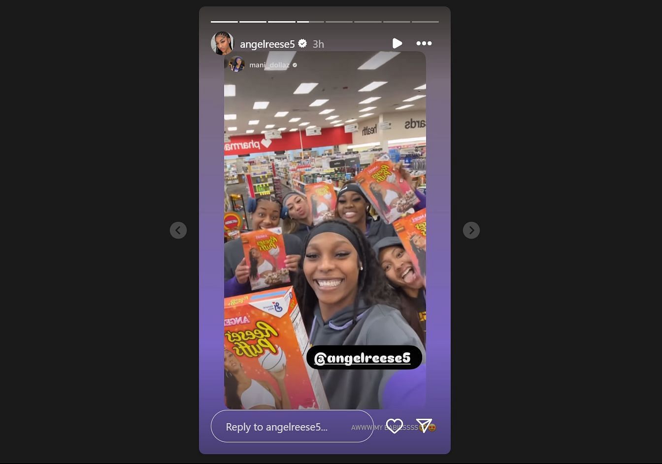 Angel Reese&#039;s LSU teammates show support for her new collaboration with Reese&#039;s Puffs (Image via Instagram @angelreese5)