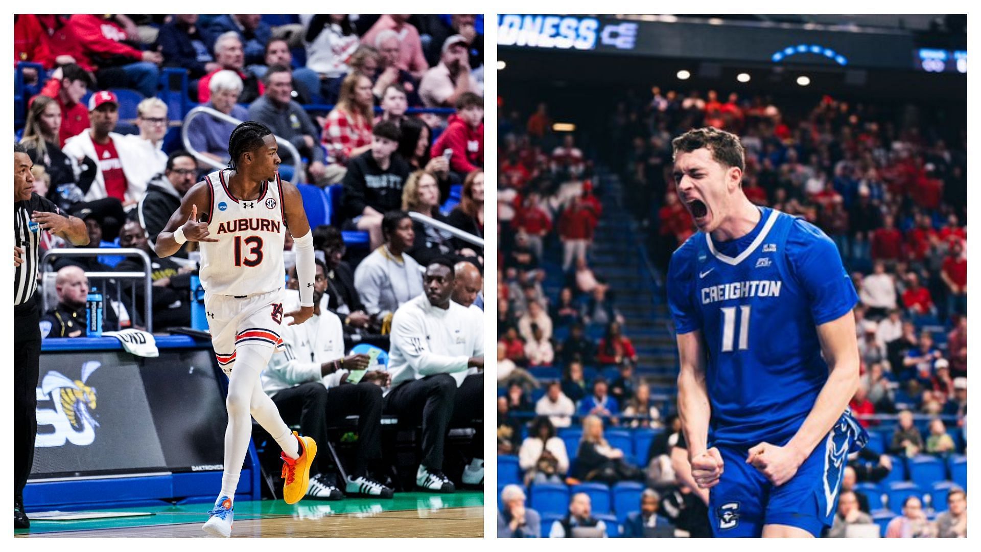 Auburn vs Creighton (Credit: X/@ Creighton Men&rsquo;s Basketball and @ Auburn Basketball)