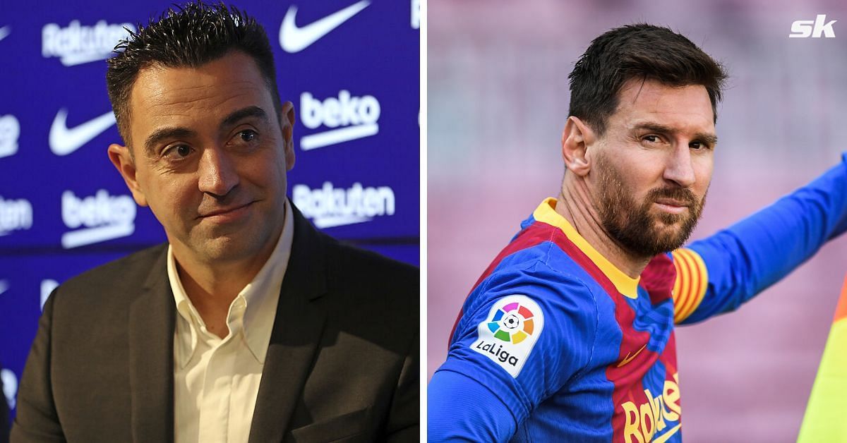 Former Barcelona manager Xavi and club legend Lionel Messi