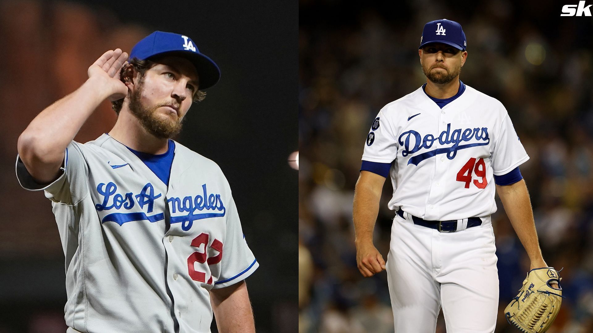 Blake Treinen of the Los Angeles Dodgers looks on during game two of the NLDS against the San Diego Padres at Dodger Stadium (Source: Getty)