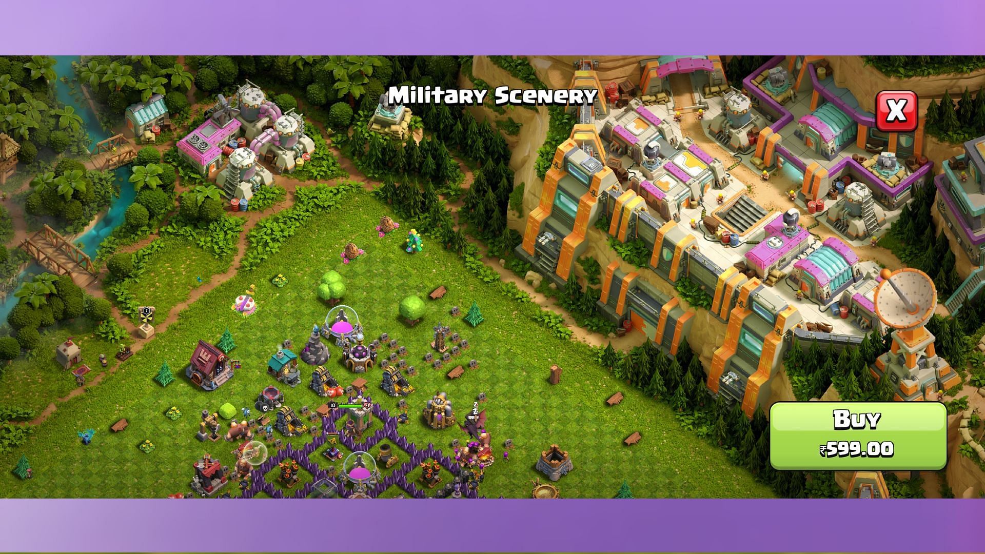 Northwest and northeast of the CoC Military Scenery (Image via Supercell)