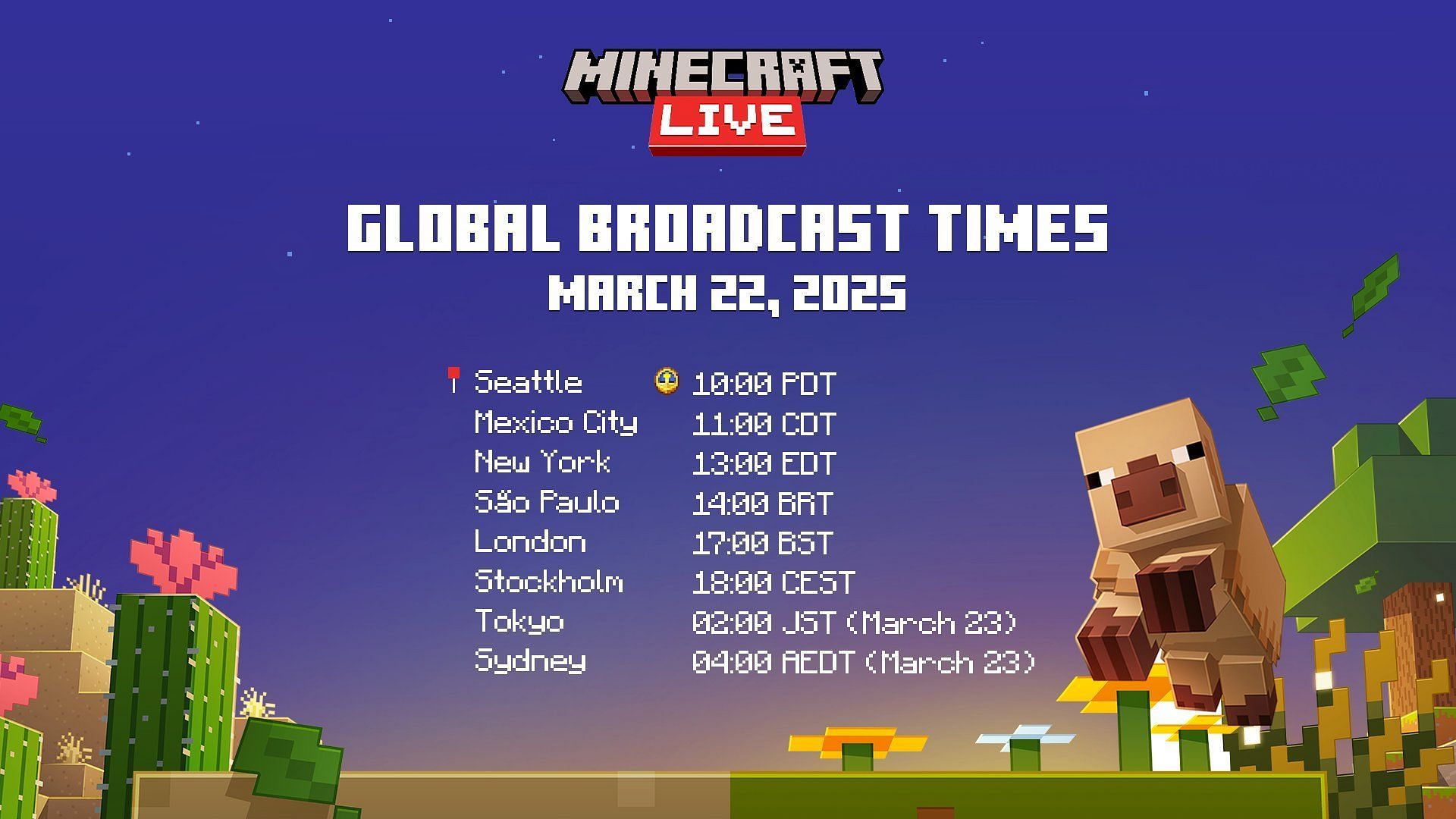 Minecraft Live 2025 timings