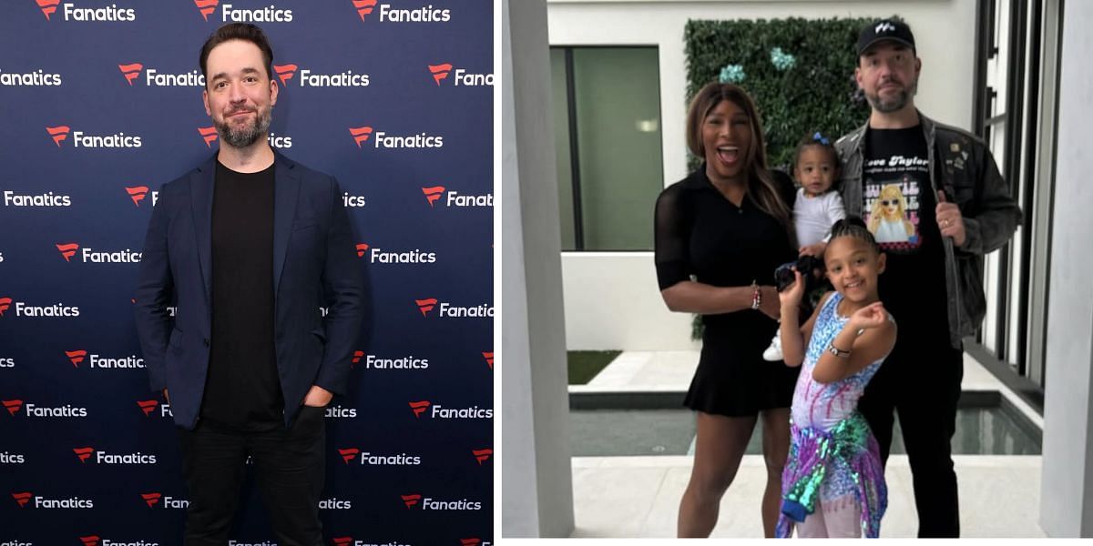 Alexis Ohanian (L) with Serena Williams and Olympia and Adira (R); ( Source - Getty Images (L) and Instagram @serenawilliams)