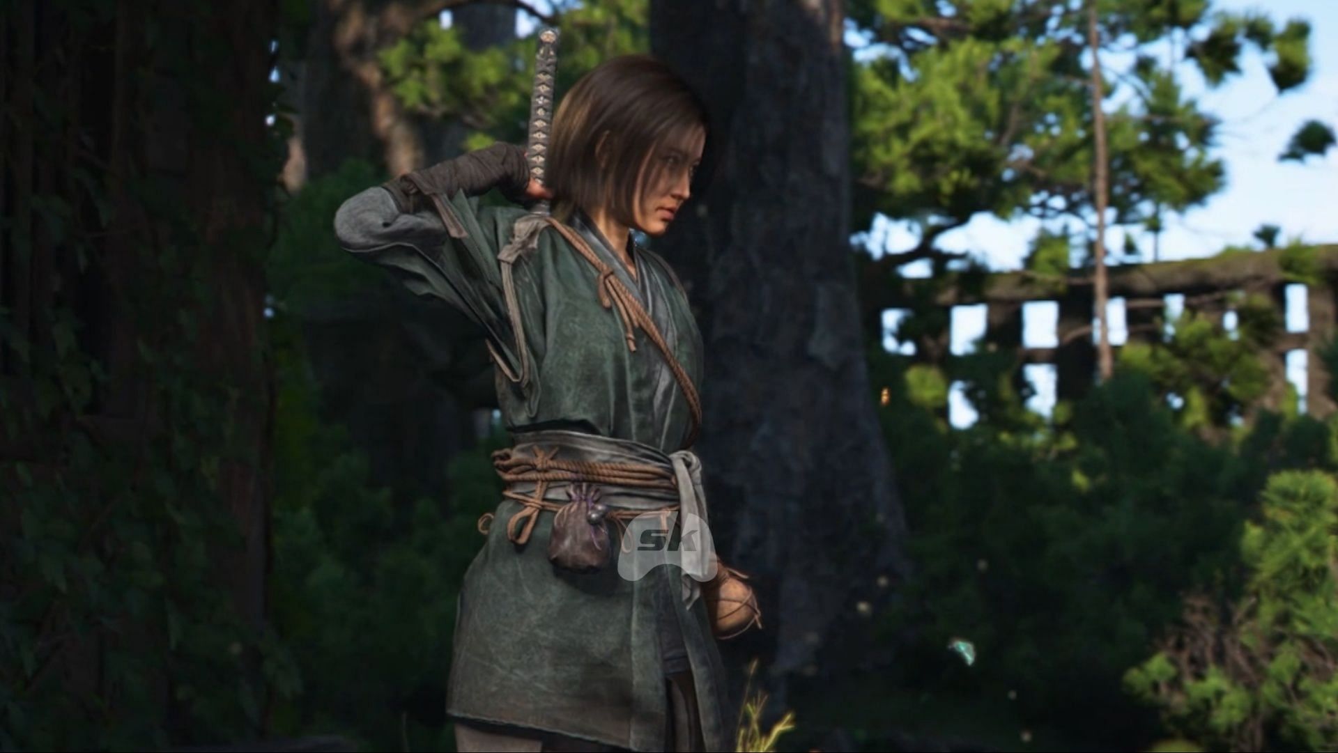 Naoe with her katana in Assassin&#039;s Creed Shadows (Image via Sportskeeda Gaming || Ubisoft)