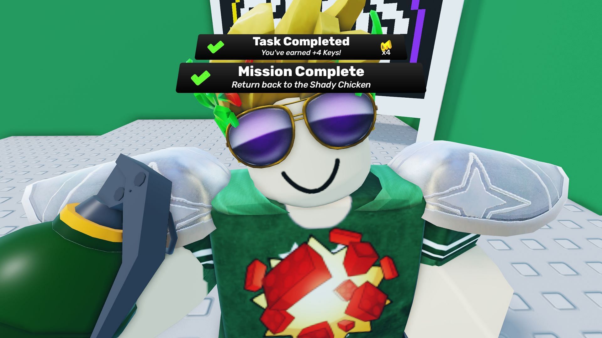 The game will let you know once you complete a task (Image via Roblox)