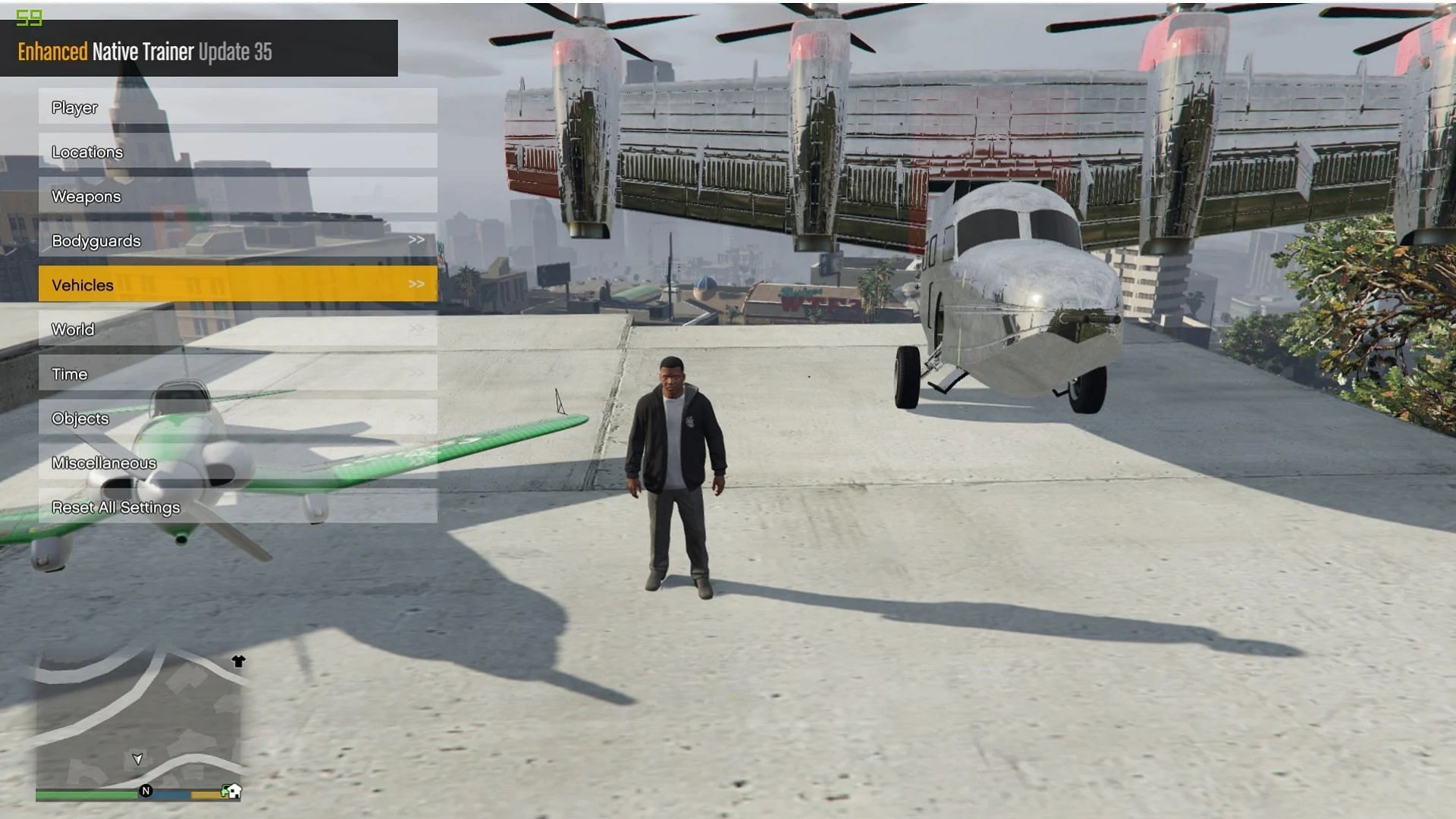 This is what the GTA 5 Enhanced Native Trainer mod menu looks like (Image via gta5-mods.com)