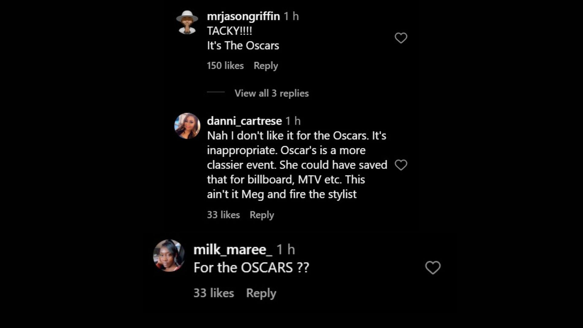 Netizens comment on Megan Thee Stallion&#039;s Oscars party dress. [Image via Instagram/@theshaderoom]