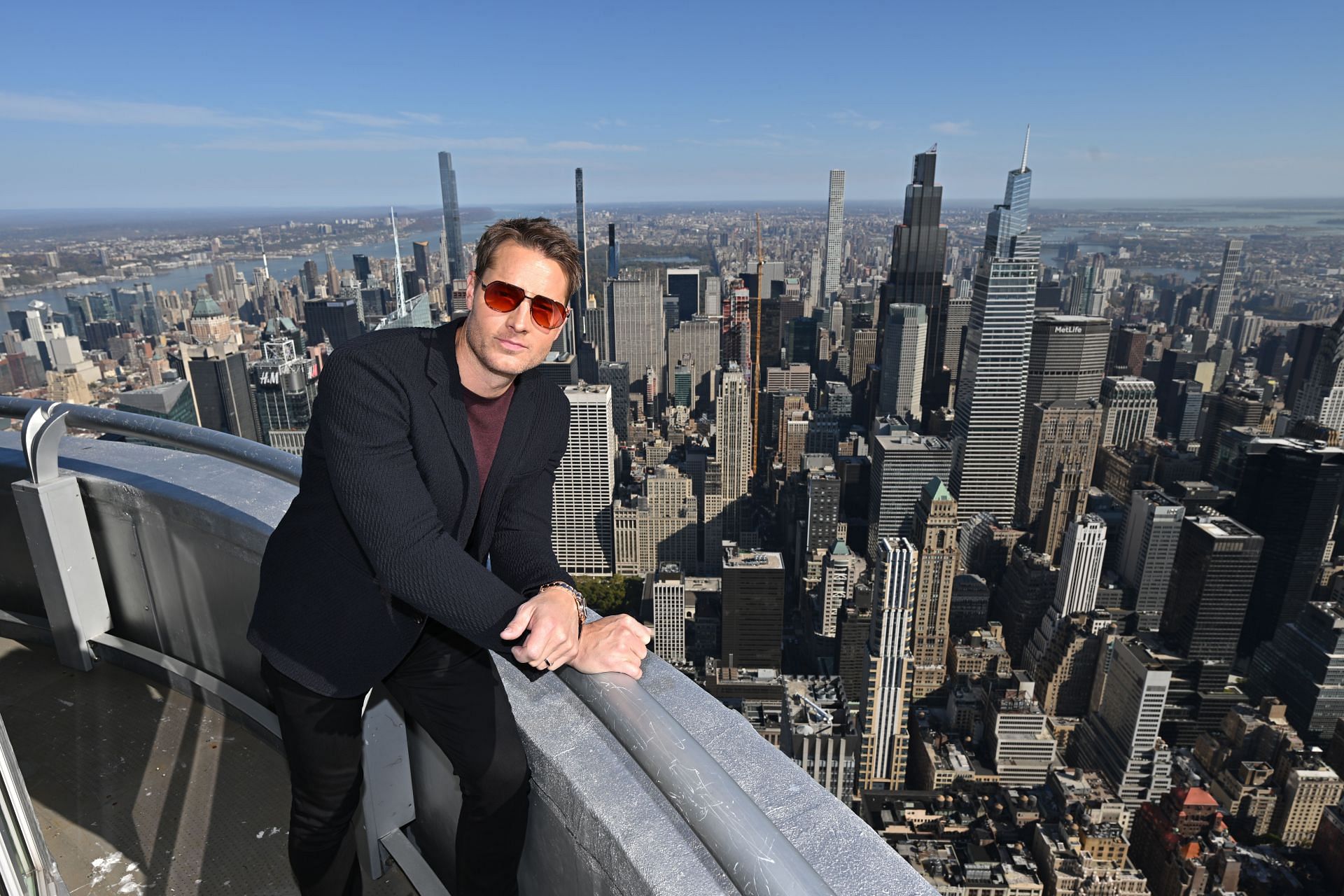 Justin Hartley Visits the Empire State Building - Source: Getty