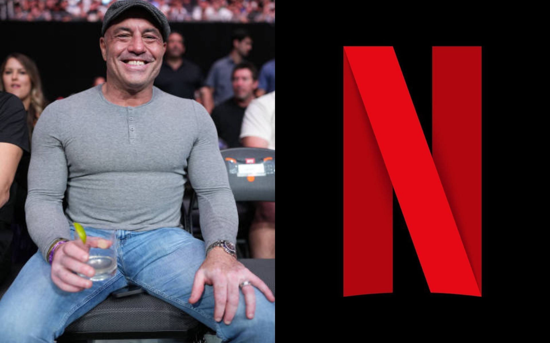 A friend of Joe Rogan (left) responds to the UFC-Netflix (right) deal. [Images courtesy: Getty and @netflix on Instagram]