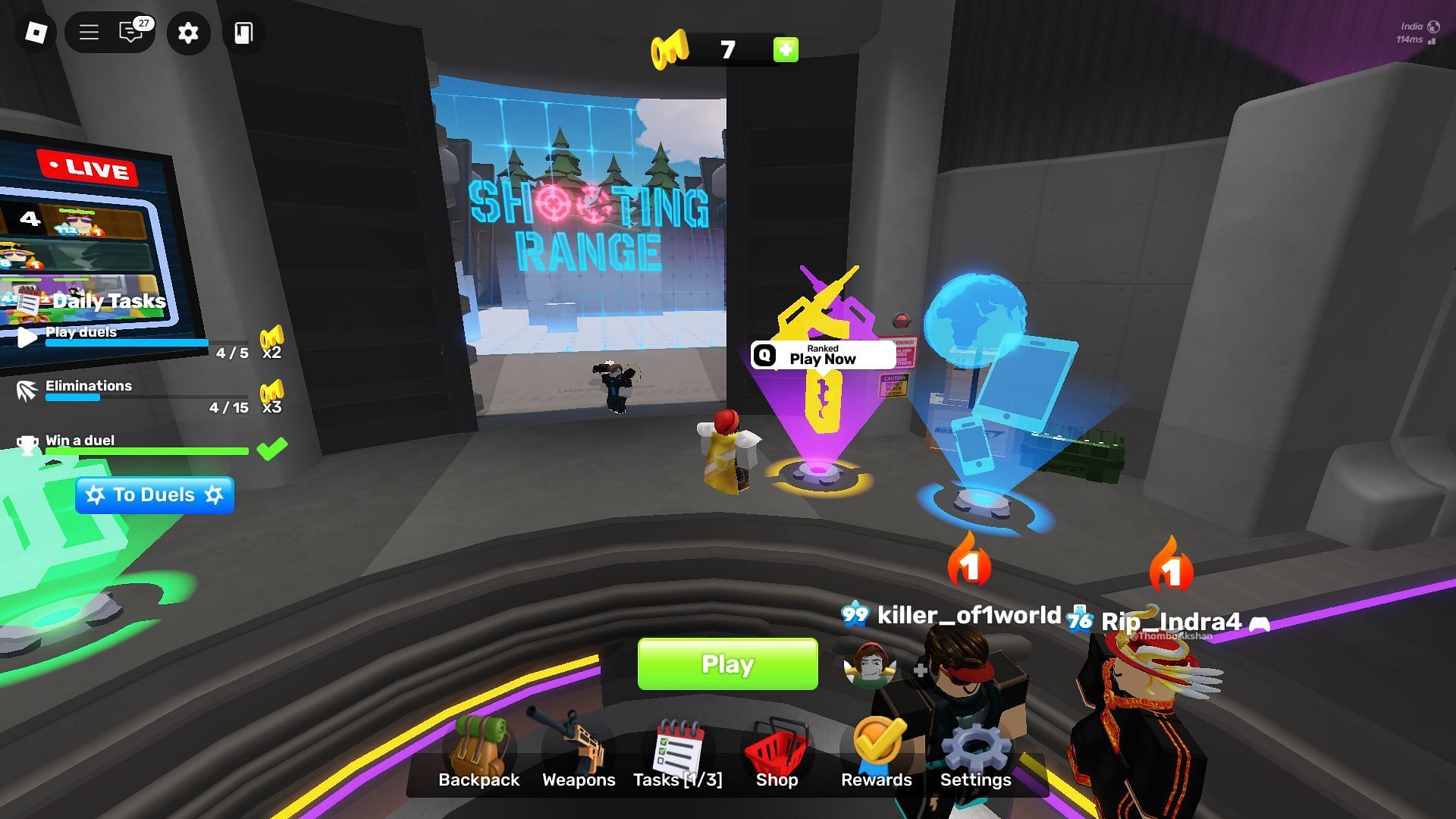 Accessing Ranked mode (Image via Roblox0