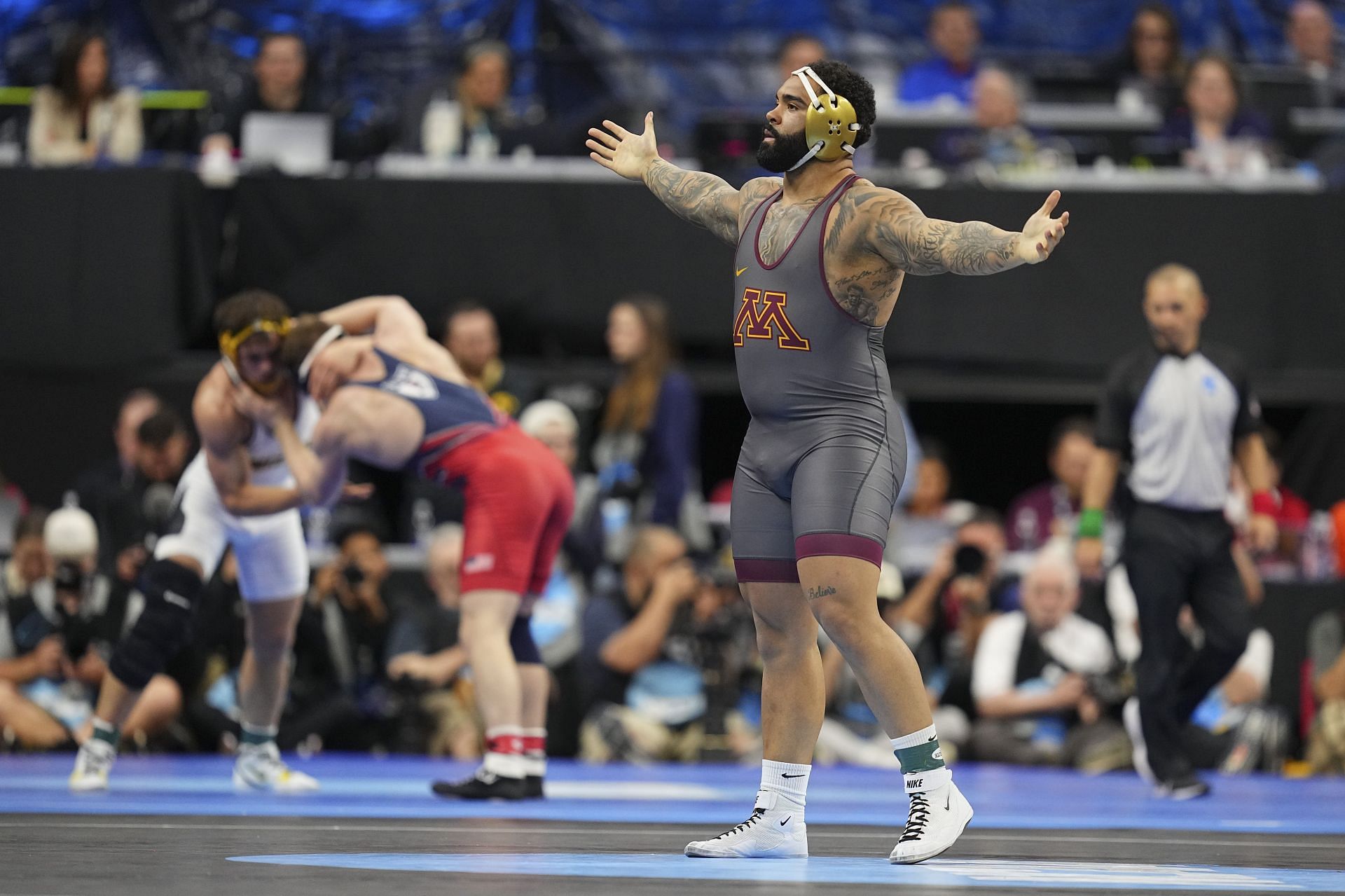 Gable Steveson during the NCAA Division I Men&#039;s Wrestling Championship - Source: Getty