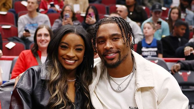 Bears S Jonathan Owens reacts as wifey Simone Biles looks back on special times