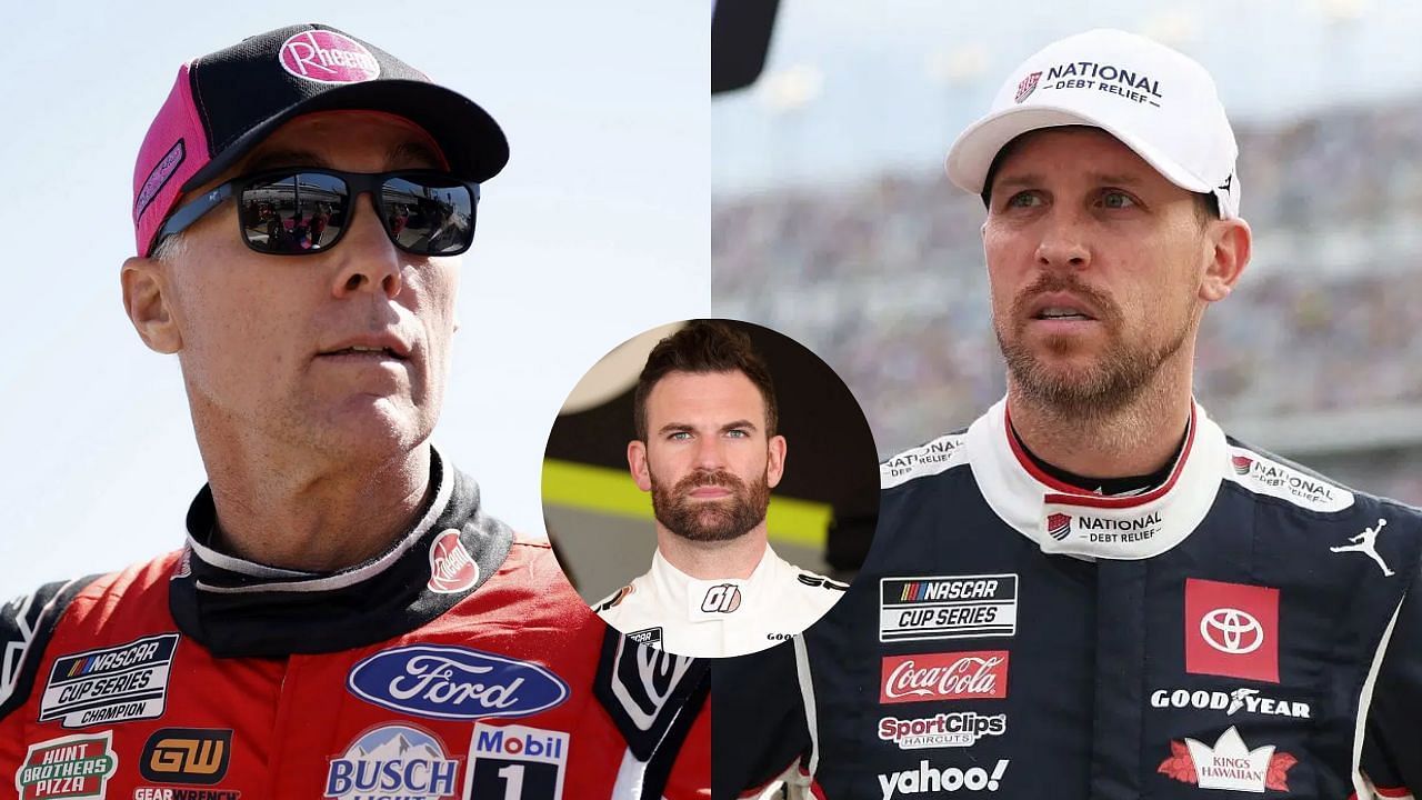 Kevin Harvick, Corey LaJoie and Denny Hamlin (Images via Getty)