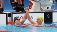 Katie Ledecky and Ariarne Titmus at Paris 2024 (Image via Getty)