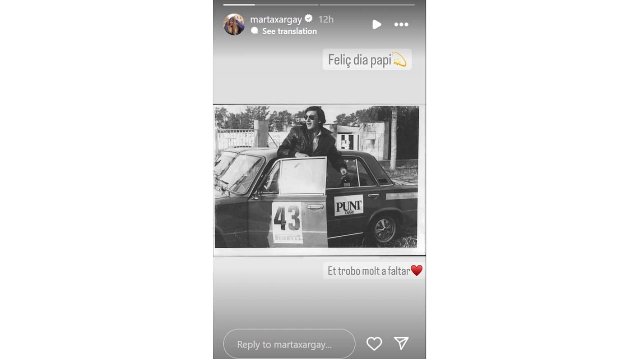 Marta Xargay honors her late father with a heartfelt Instagram story on Instagram on Wednesday. [photo: @martaxargay/IG]