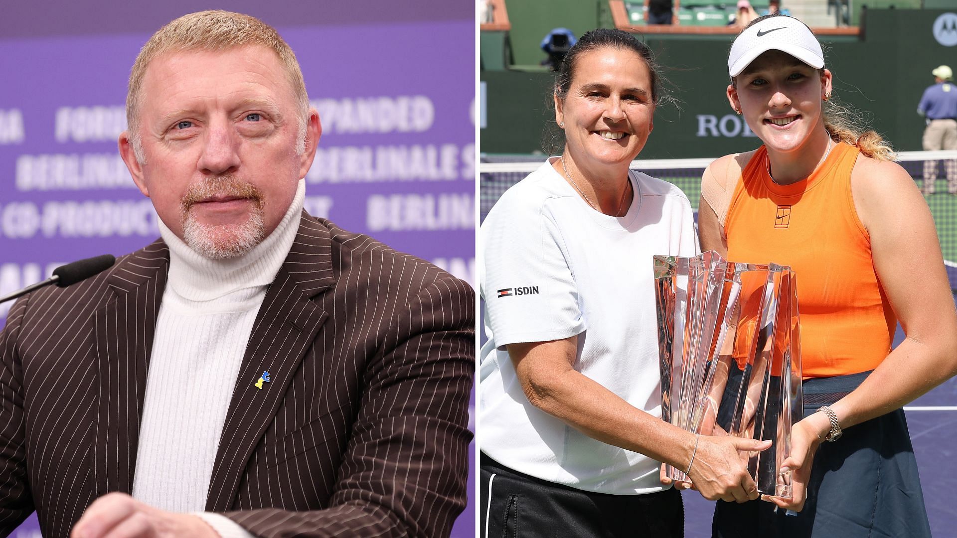 Boris Becker, Mirra Andreeva, Conchita Martinez (Source: Getty)