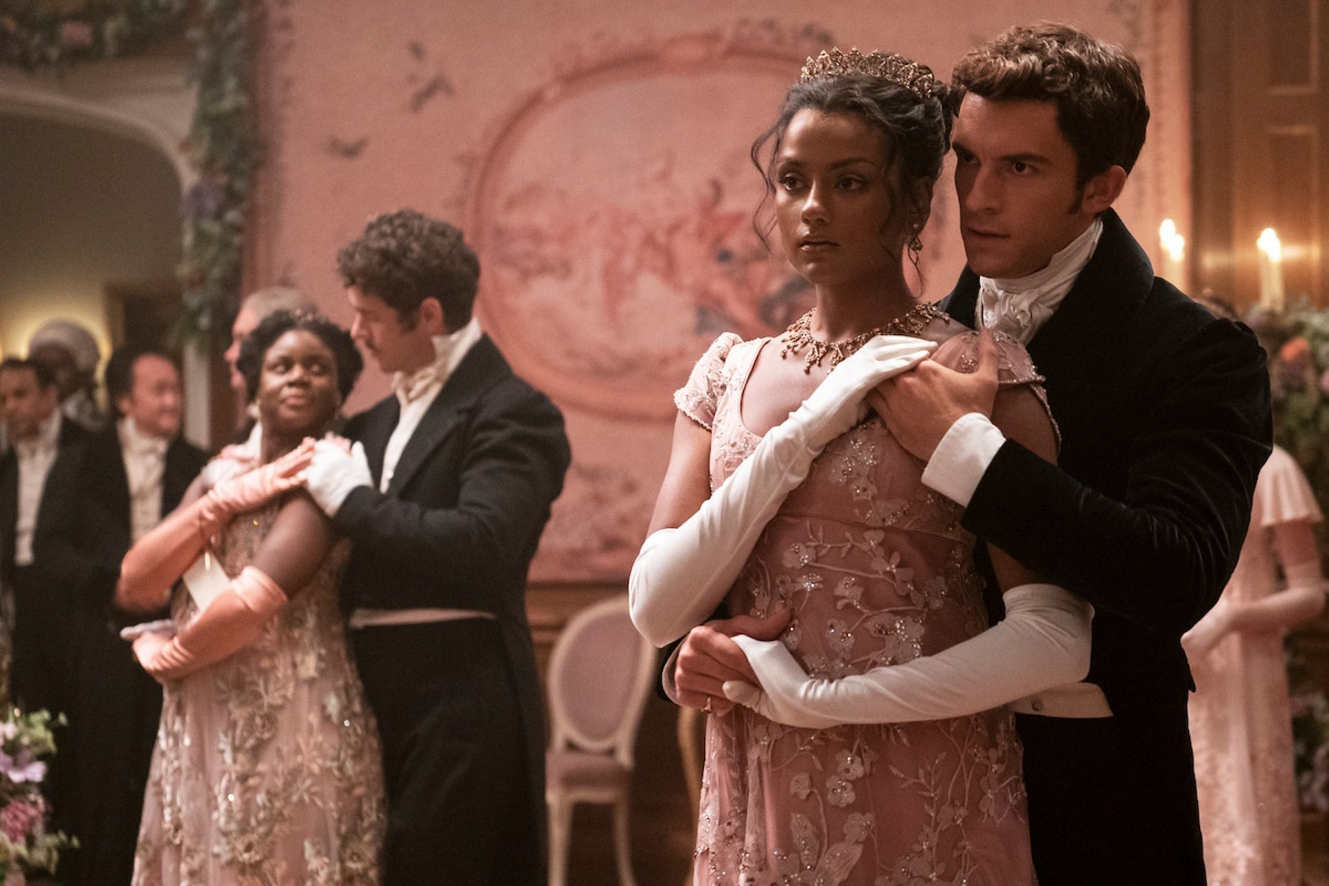 Simone Ashley and Jonathan Bailey as Kate Sharma and Anthony Bridgerton in Bridgerton season 2 (Image via Netflix)