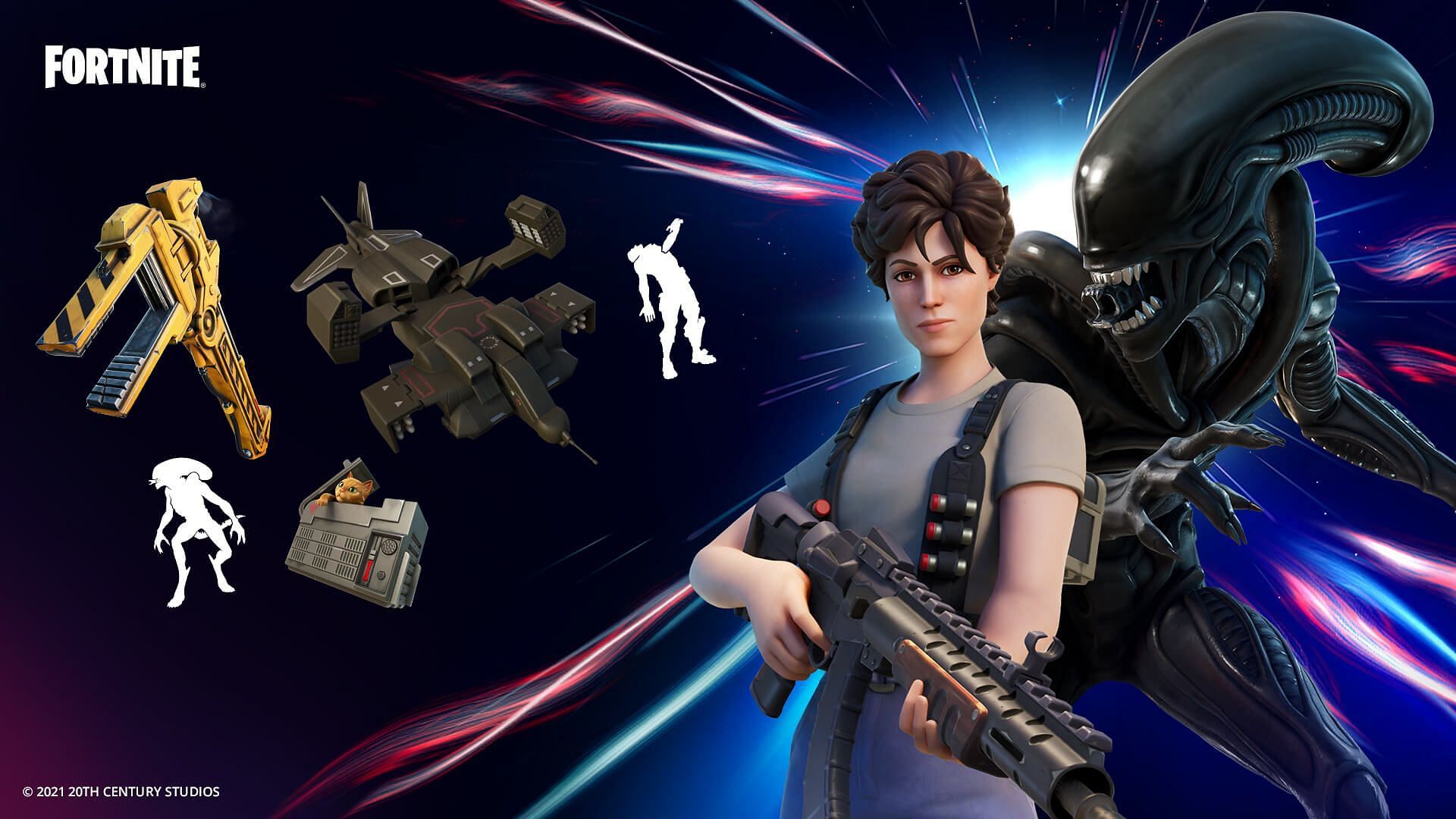 The Xenomorph and Ripley skins are now in Fortnite (Image via Epic Games)