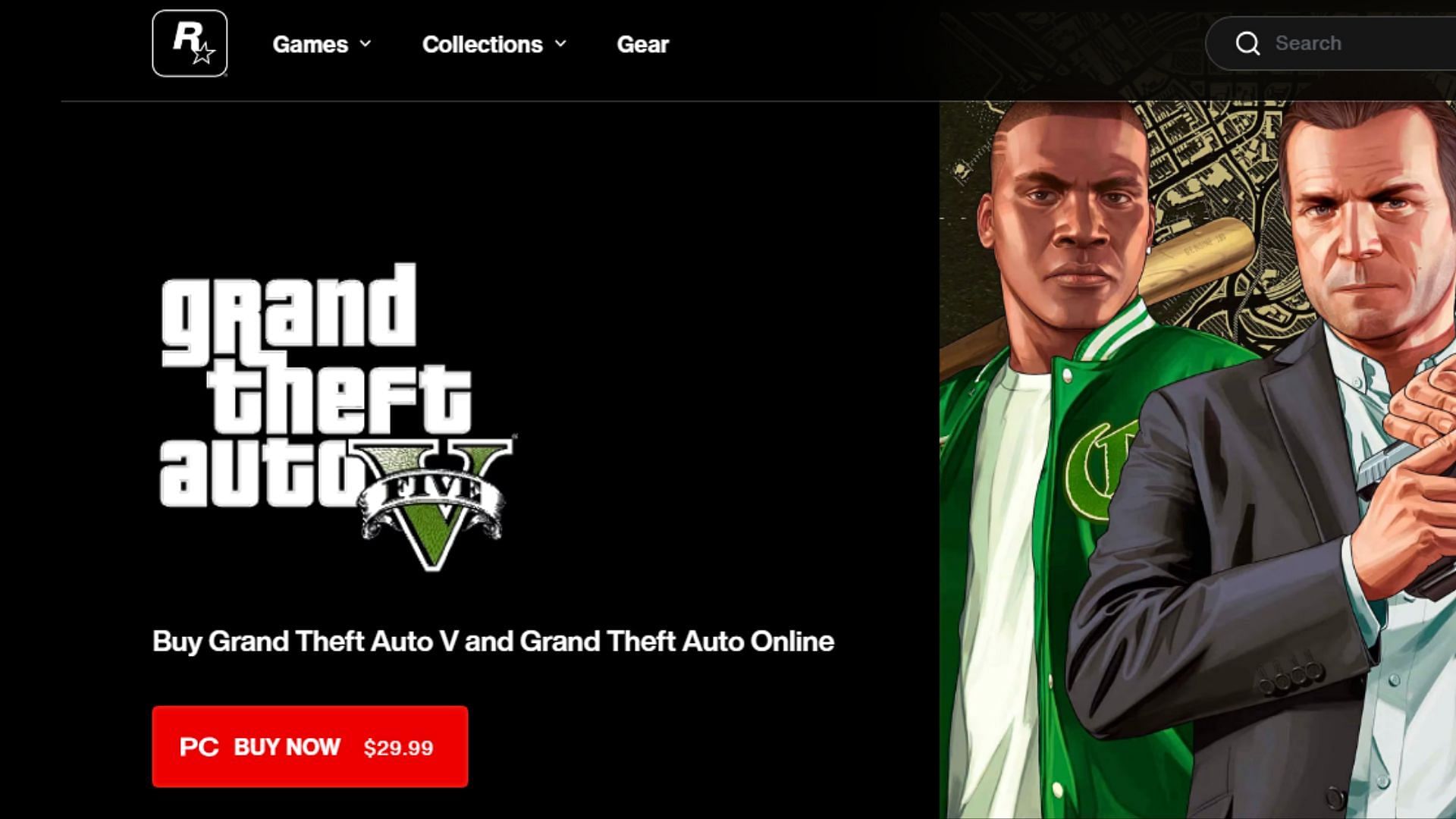 Grand Theft Auto 5 regular version price on Rockstar&#039;s official store (Image via Rockstar Games)