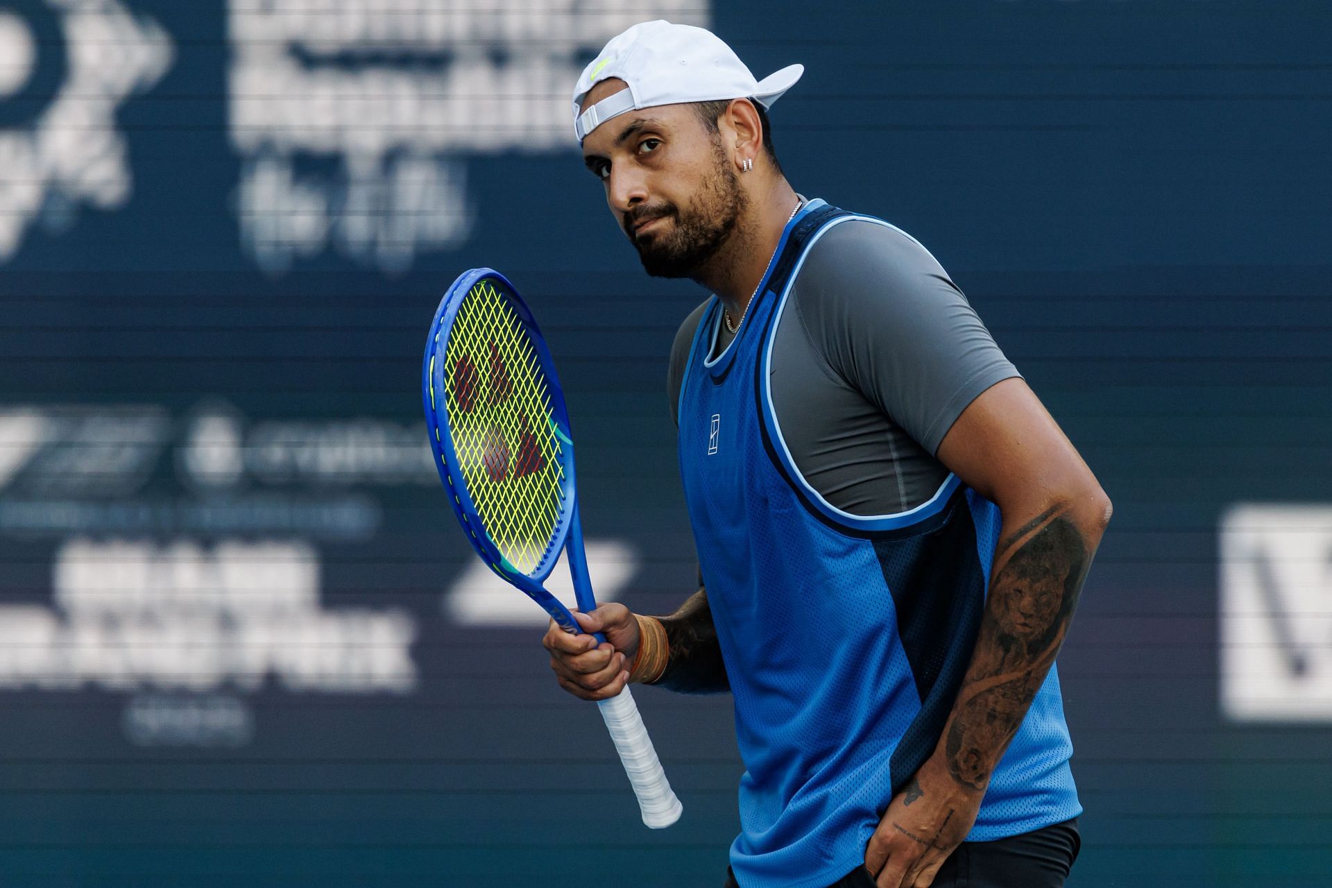 Kyrgios celebrates a point in the Miami Open - Source: Getty